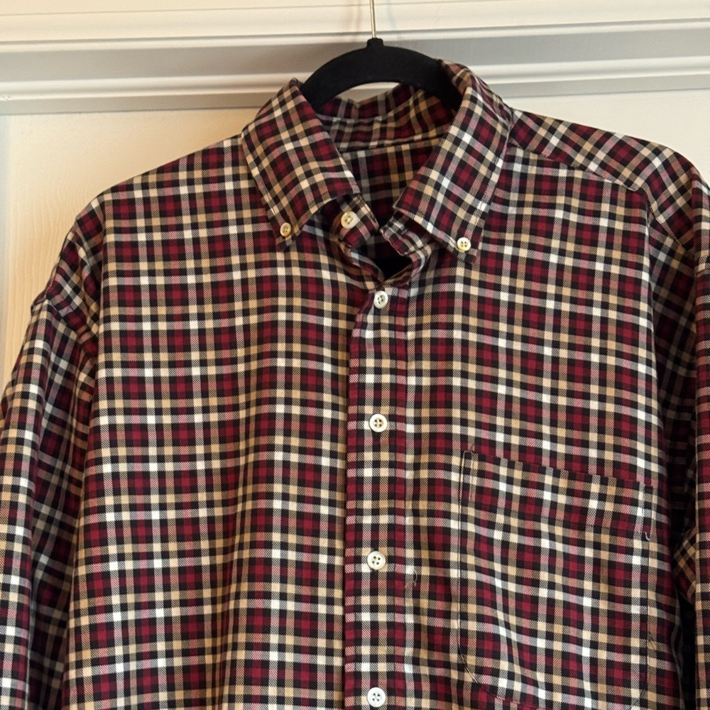 Burberry London Nova Check Plaid Button-up Red Beige White Black XL